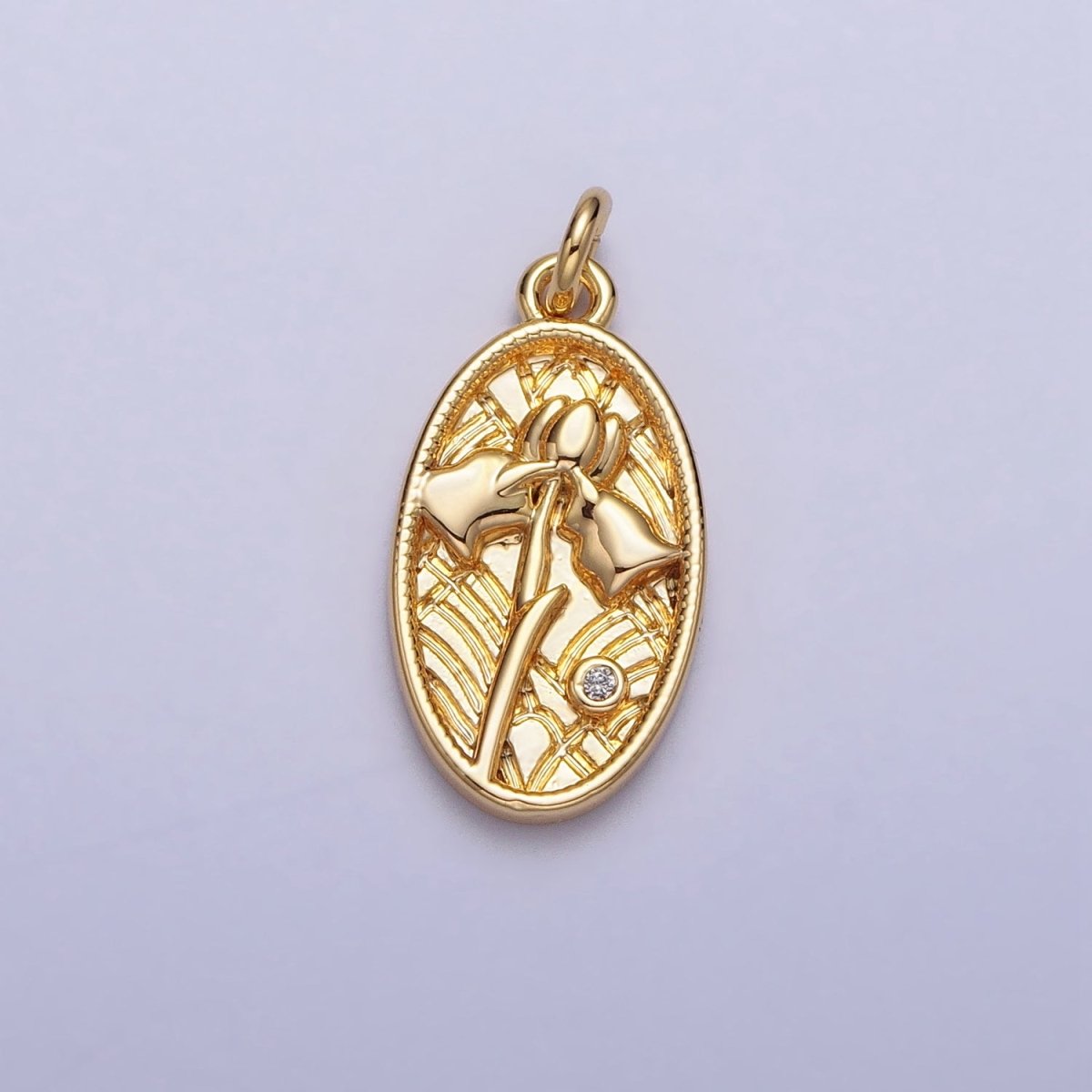 Mini Snowdrop January Birth Flower Textured Oval Charm in Gold & Silver | AC284 AC285 - DLUXCA