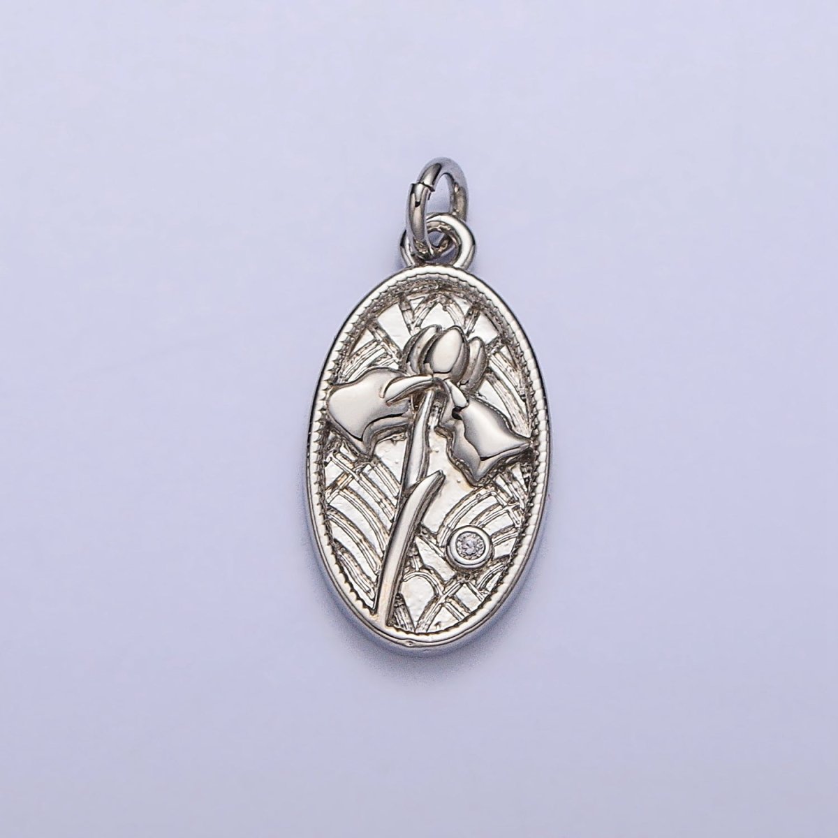 Mini Snowdrop January Birth Flower Textured Oval Charm in Gold & Silver | AC284 AC285 - DLUXCA