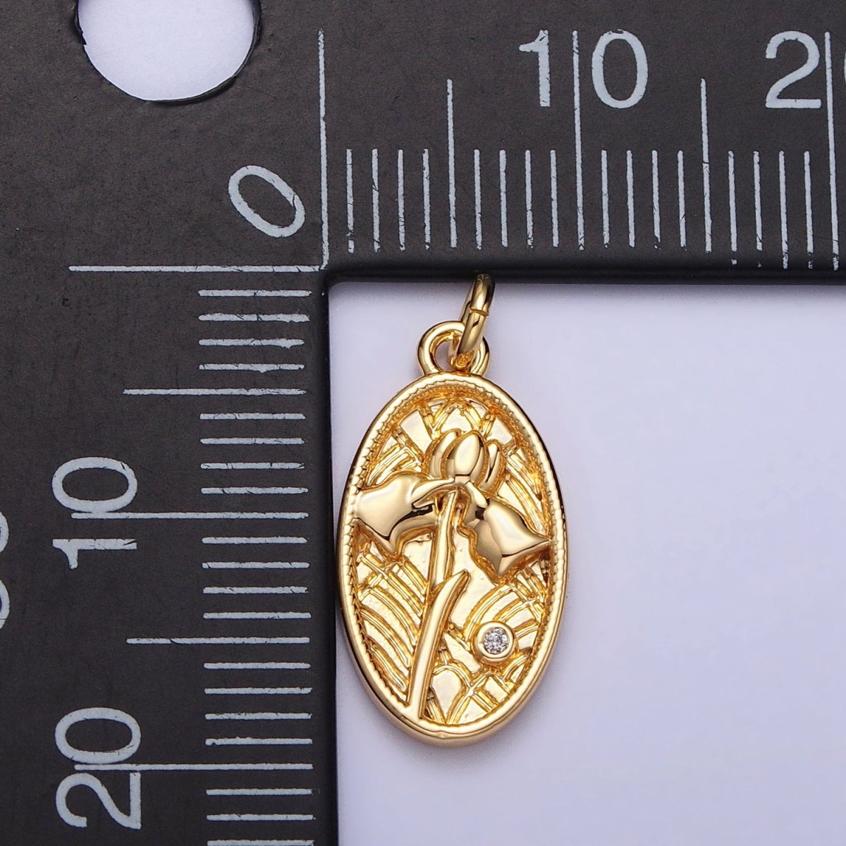 Mini Snowdrop January Birth Flower Textured Oval Charm in Gold & Silver | AC284 AC285 - DLUXCA