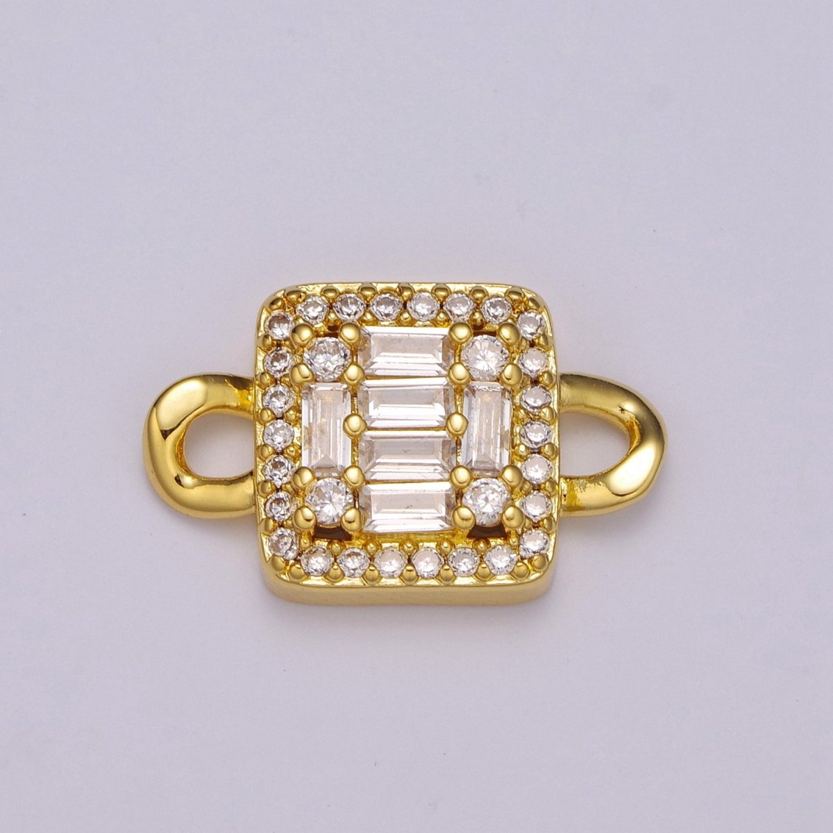 Mini Square Charm Connector 14k Gold Filled Link Connector Micro Pave CZ Connector for Bracelet Necklace Earring Supply N-057 - N-060 - DLUXCA