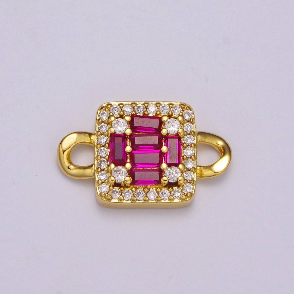 Mini Square Charm Connector 14k Gold Filled Link Connector Micro Pave CZ Connector for Bracelet Necklace Earring Supply N-057 - N-060 - DLUXCA