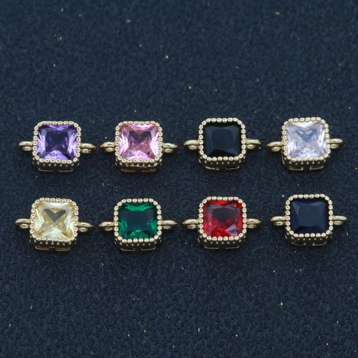 Mini Square Charm Connector Cubic Love Cz Colorful Link Connector for Necklace Bracelet Earring Supply N-025 - N-032 - DLUXCA