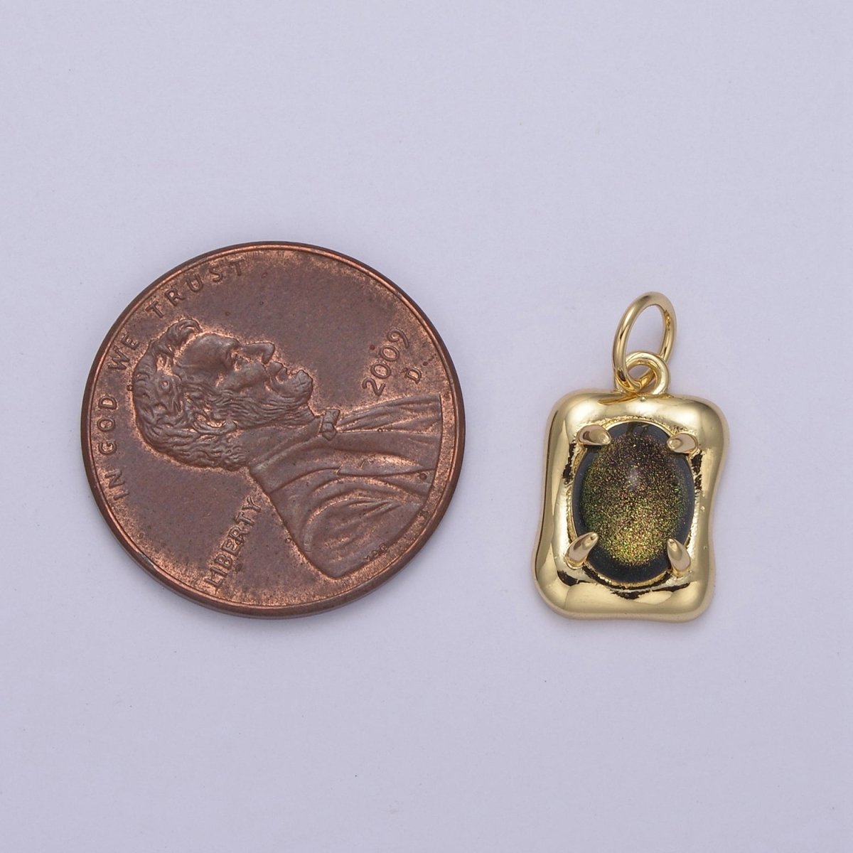 Mini Square Tag with Opal Stone for Minimalist Jewelry N-460 - N-463 - DLUXCA