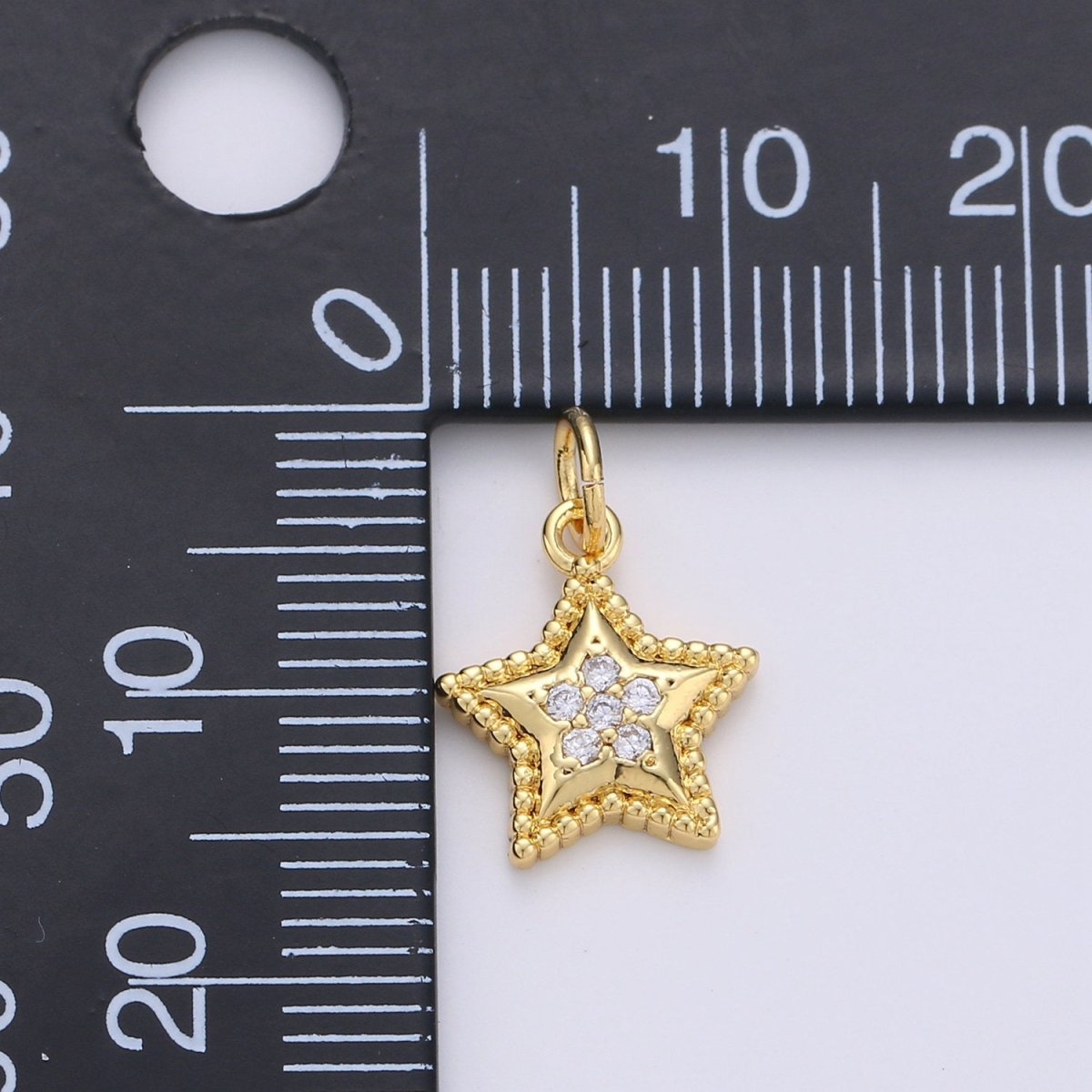 Mini Star Charm CZ Cubic Zirconia Celestial Charm Gold Charm, 14k Gold Filled CZ Charm Pendant for Bracelet Earring Necklace Component, D-233 - DLUXCA