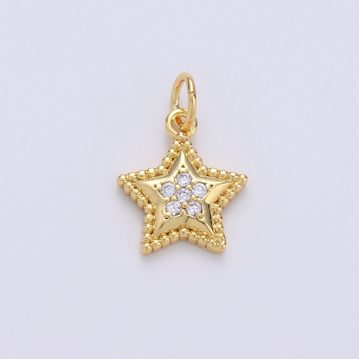 Mini Star Charm CZ Cubic Zirconia Celestial Charm Gold Charm, 14k Gold Filled CZ Charm Pendant for Bracelet Earring Necklace Component, D-233 - DLUXCA