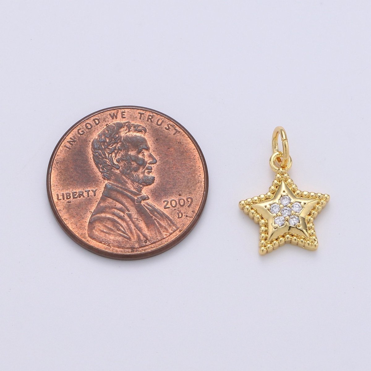 Mini Star Charm CZ Cubic Zirconia Celestial Charm Gold Charm, 14k Gold Filled CZ Charm Pendant for Bracelet Earring Necklace Component, D-233 - DLUXCA