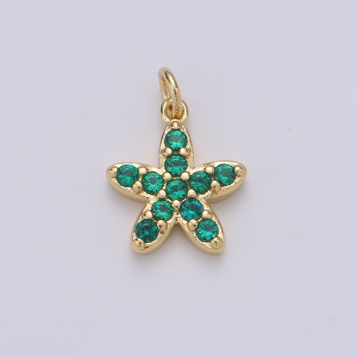 Mini Star Charm Micro Pave Snow Charm, Tiny Gold Flower Charm Colorful Cz Cubic Charm in 14k gold Filled D-652 TO D-657 - DLUXCA