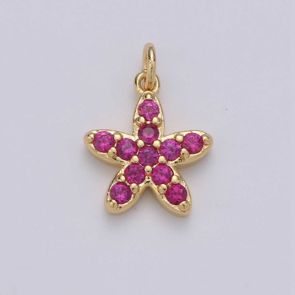 Mini Star Charm Micro Pave Snow Charm, Tiny Gold Flower Charm Colorful Cz Cubic Charm in 14k gold Filled D-652 TO D-657 - DLUXCA