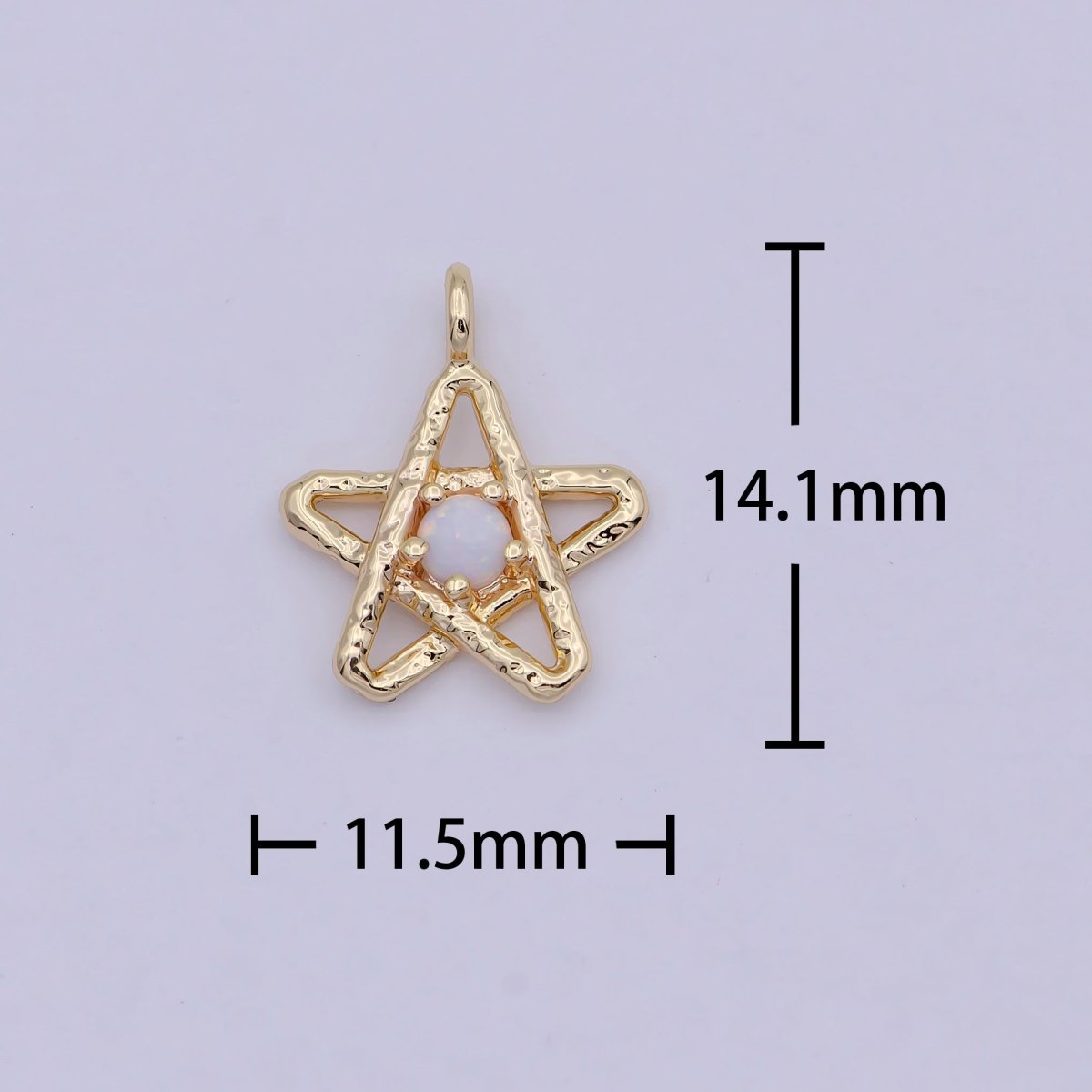 Mini Star Charm with Opal Stone 18K Gold Filled Coin Pendant for Celestial Minimalist Jewelry N-908 - DLUXCA