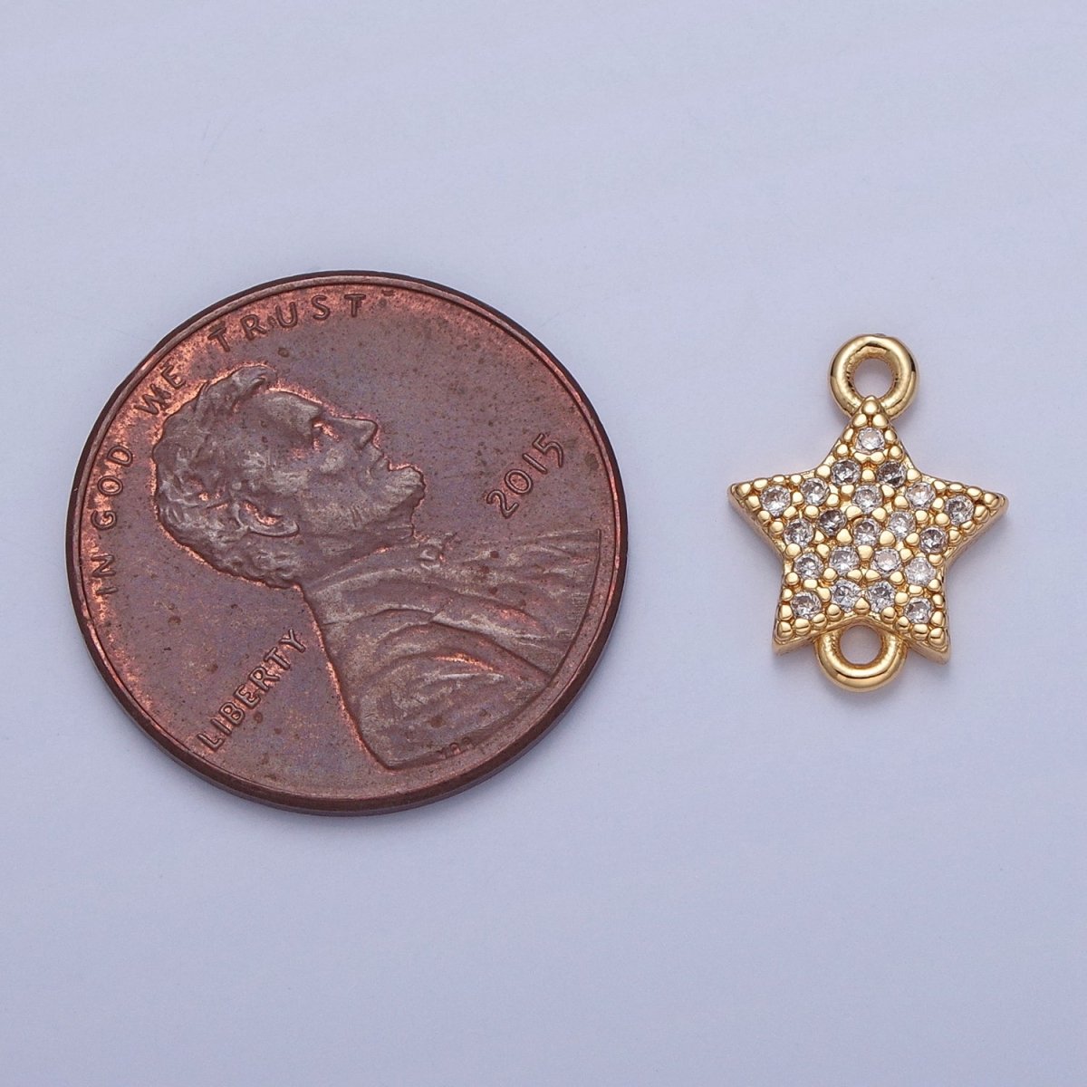 Mini Star Charms for Necklace Earring Making Supplies 14K Gold Filled Micro Pave Celestial Charm Connector G-934 - DLUXCA