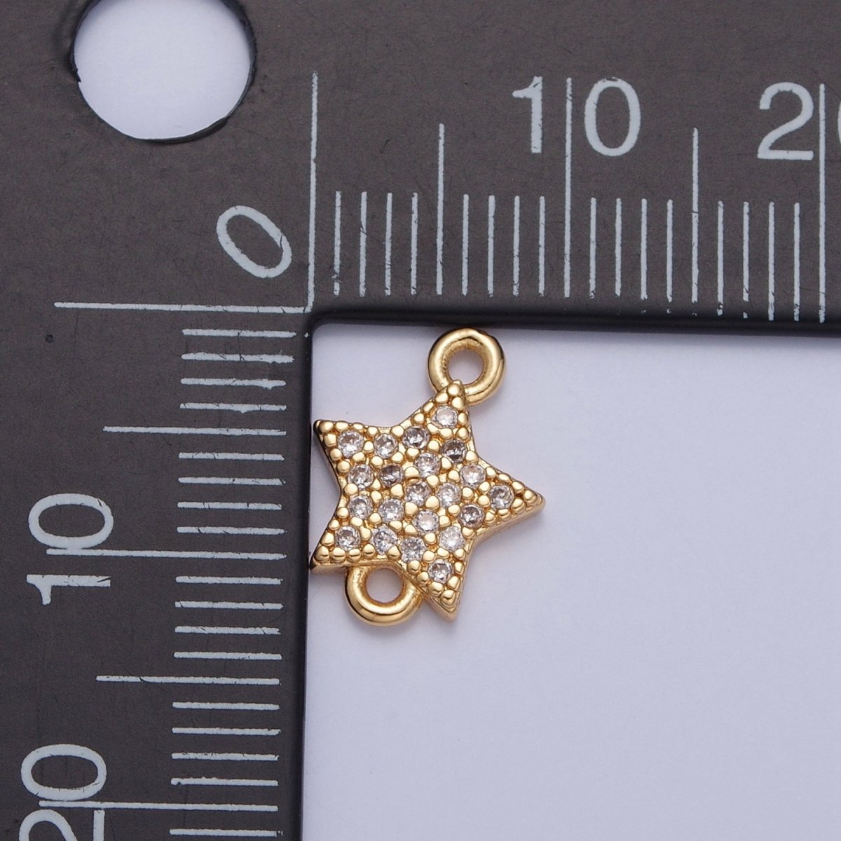 Mini Star Charms for Necklace Earring Making Supplies 14K Gold Filled Micro Pave Celestial Charm Connector G-934 - DLUXCA