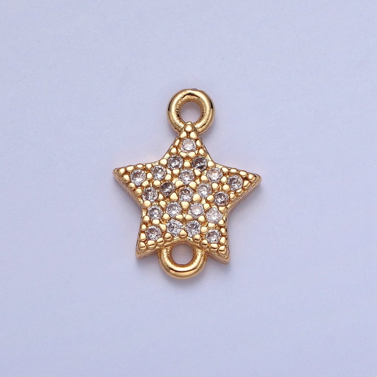Mini Star Charms for Necklace Earring Making Supplies 14K Gold Filled Micro Pave Celestial Charm Connector G-934 - DLUXCA