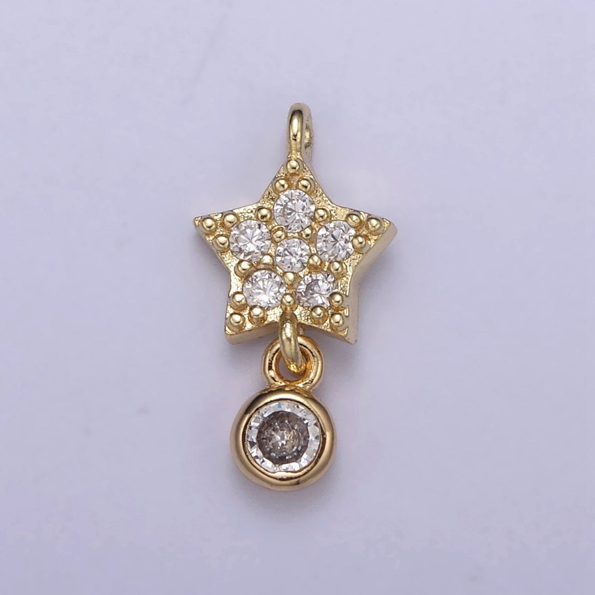 Mini Star Charms, Micro Pave Celestial Pendant Jewelry 14K Gold Filled Dangle Charm Add on Pendant N-417 - DLUXCA