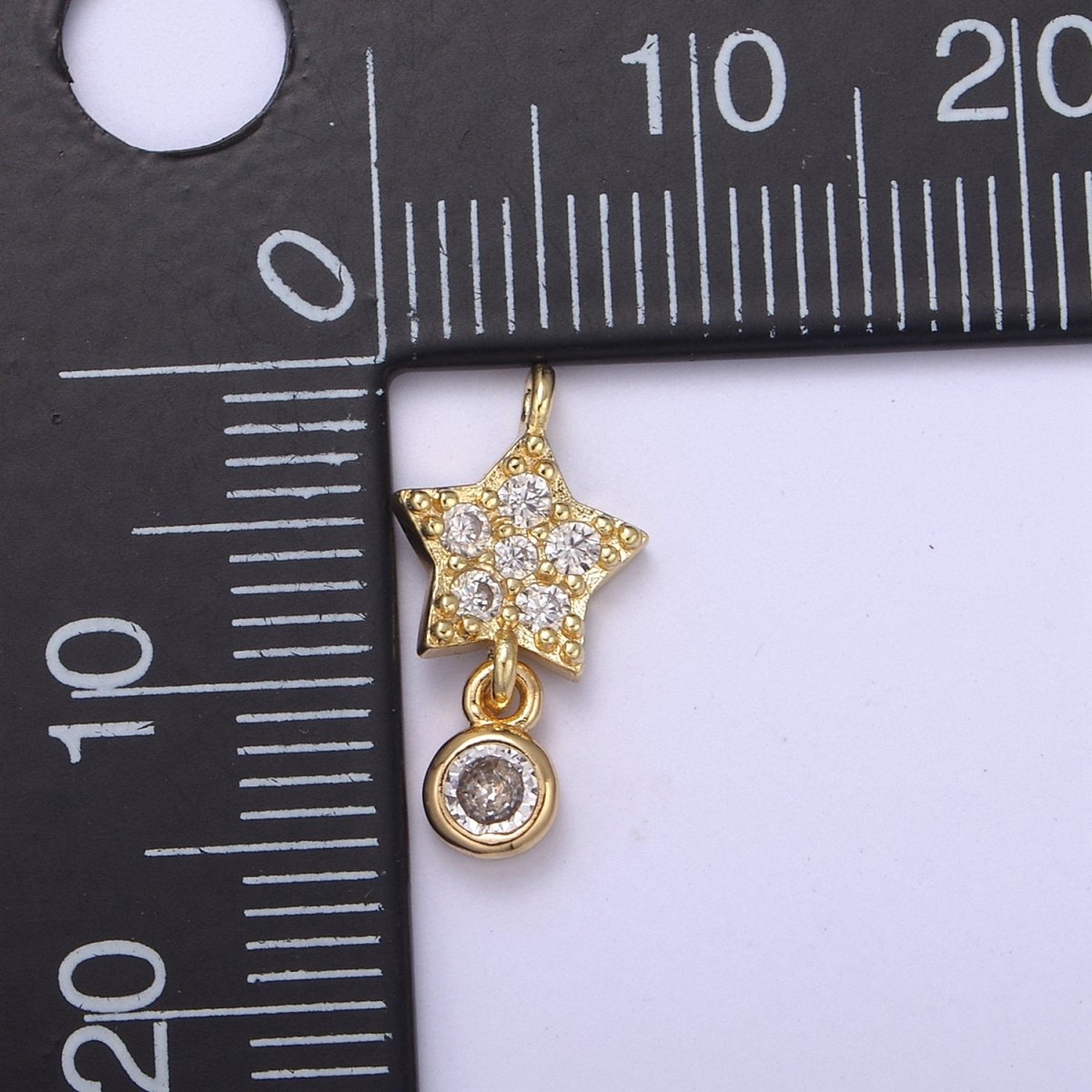 Mini Star Charms, Micro Pave Celestial Pendant Jewelry 14K Gold Filled Dangle Charm Add on Pendant N-417 - DLUXCA