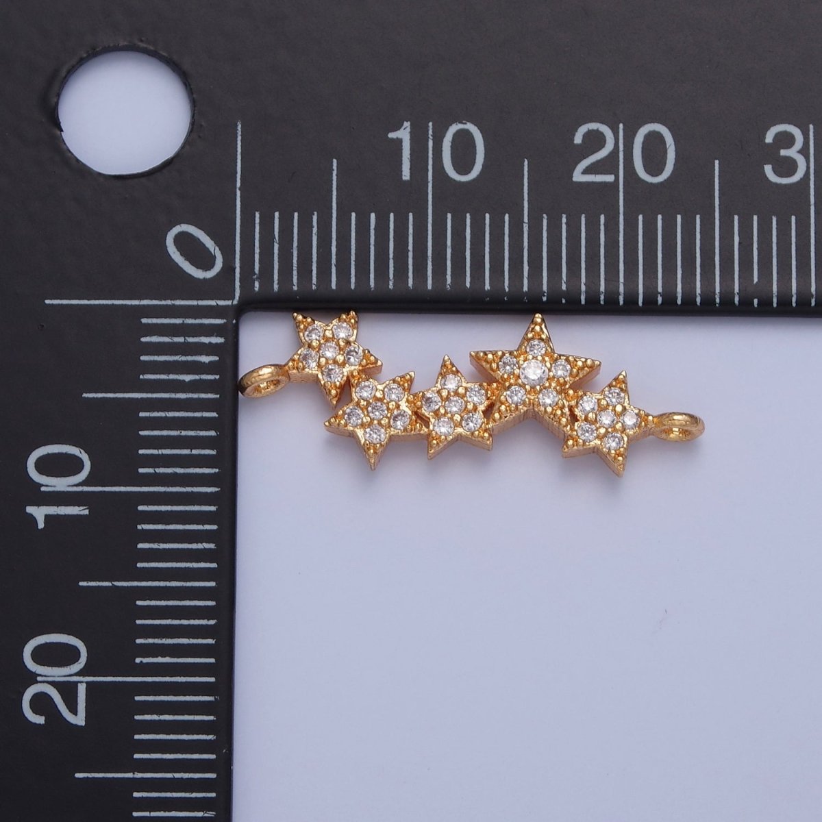 Mini Star CZ Gold Pave Charm Connector for Bracelet Necklace Supply F-792 - DLUXCA