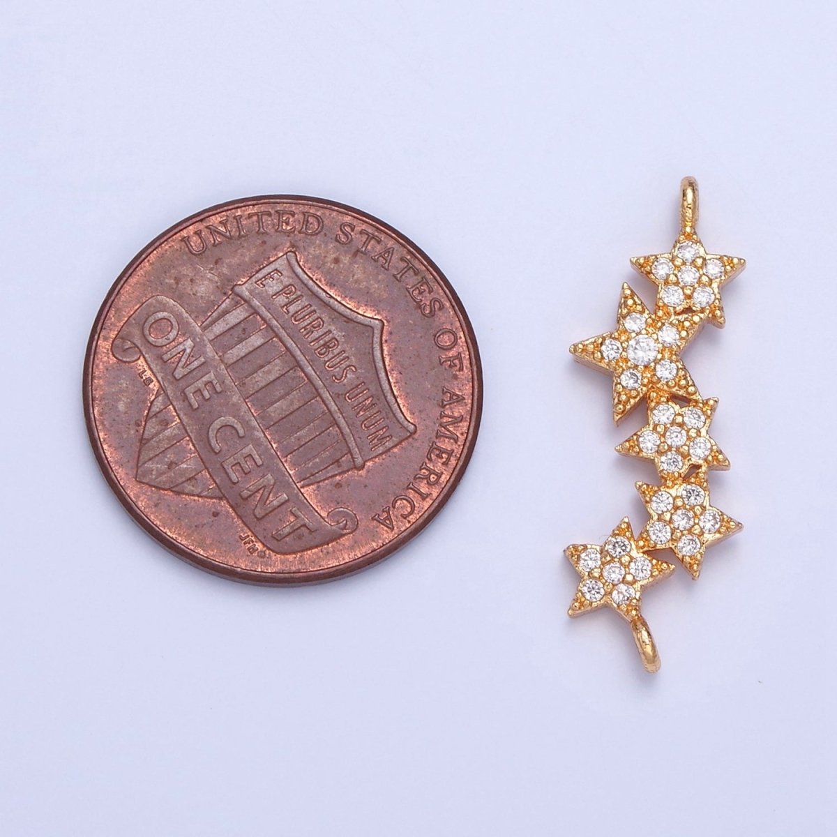 Mini Star CZ Gold Pave Charm Connector for Bracelet Necklace Supply F-792 - DLUXCA