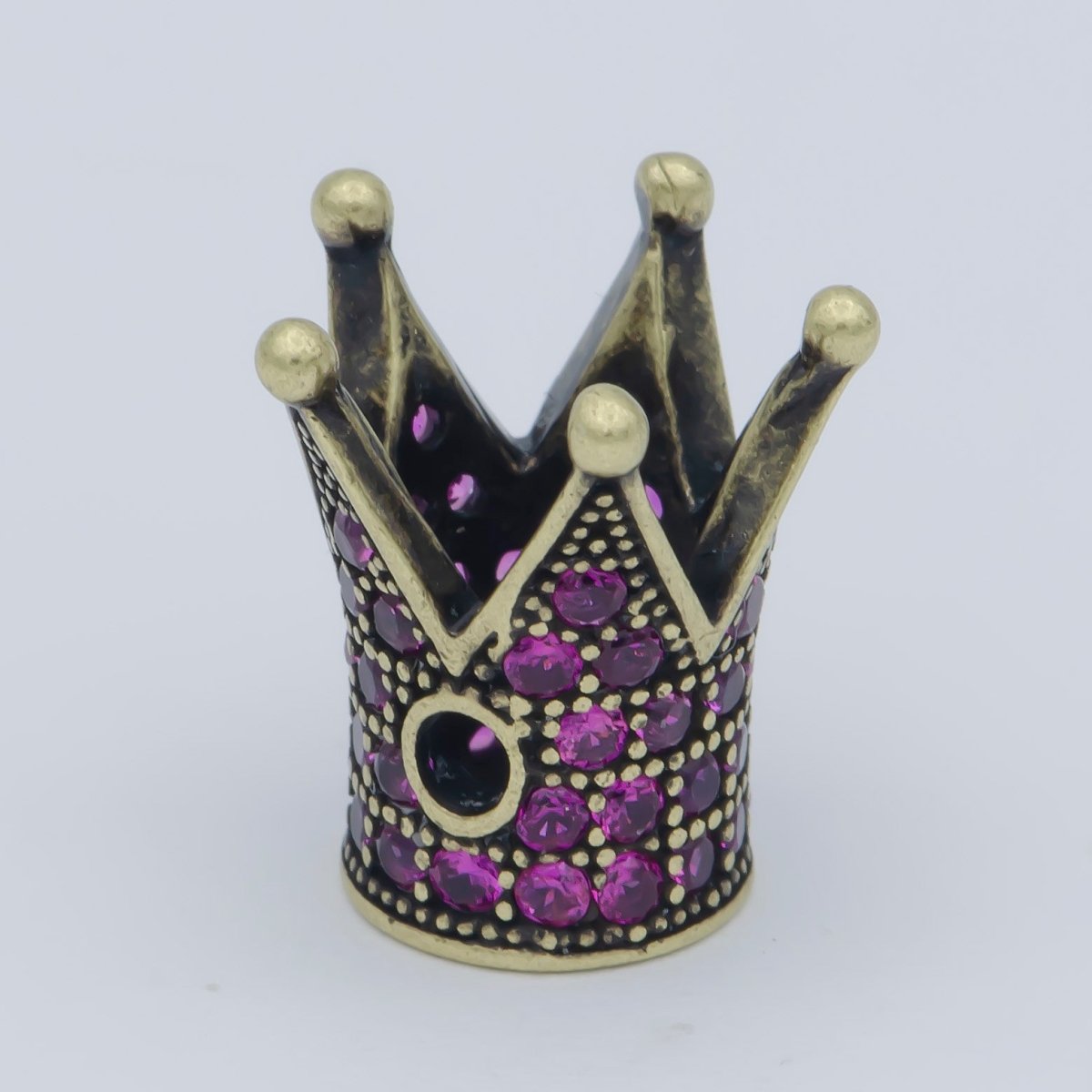 Mini Tiny Emperor Crown Beads CZ Pink Crystal Small Simple King Queen Crown Model Jewelry Making Beads B-577, B-578 - DLUXCA