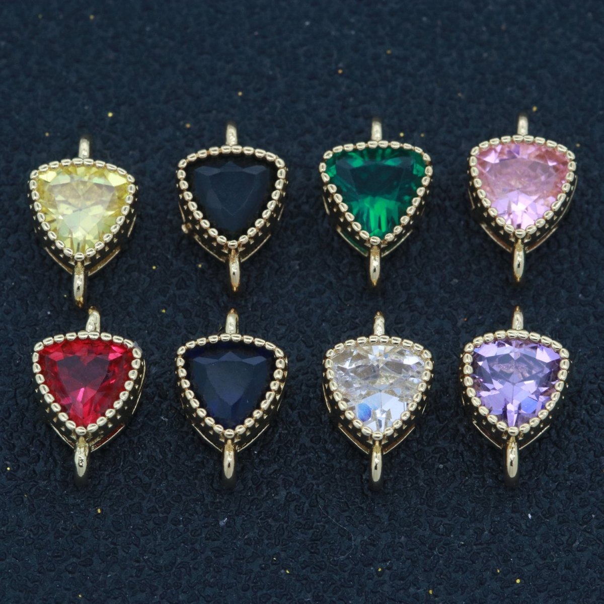 Mini Triangle Charm Connector Cubic Shield Cz Colorful Link Connector for Necklace Bracelet Earring Supply N-033 - N-040 - DLUXCA