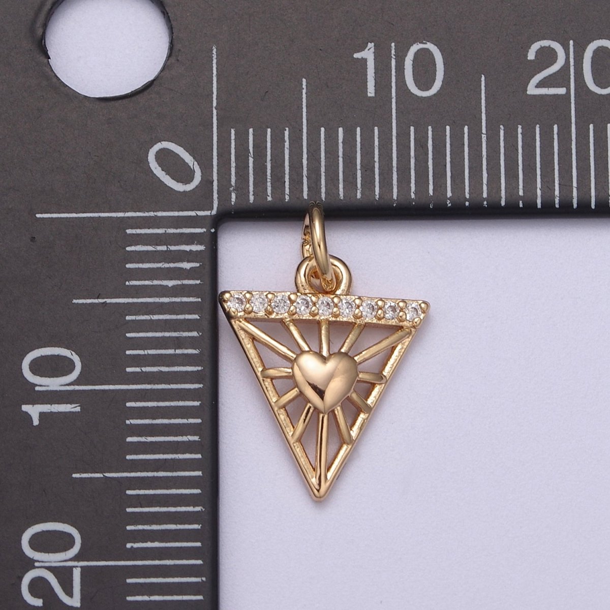 Mini Triangle Charm with Heart Pendant Love Jewelry Add on Charm for Necklace Bracelet Earring N-284 - DLUXCA