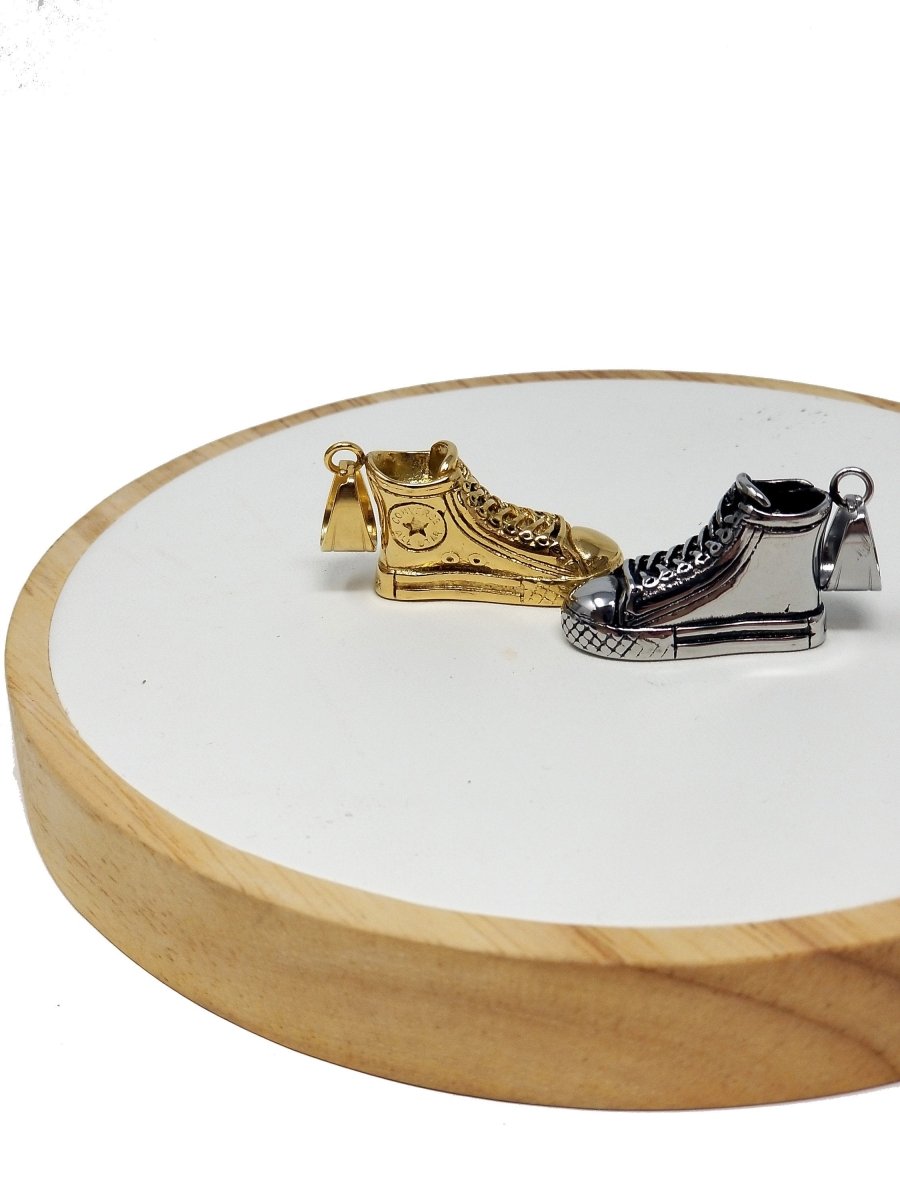 Miniature Converse Pendant Gold / Silver, All star shoes, Small Miniature Converse Chuck Taylor Pendant Charm for Jewelry Making J-614 - DLUXCA