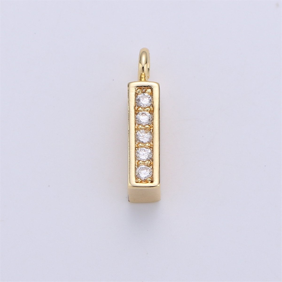 Minimal Stick Cubic Charm, Lead Free Nickel free 12mmx15mm 14K gold Filled Charm, Cubic Zirconia Charm for Necklace Earring Charm C-701 - DLUXCA