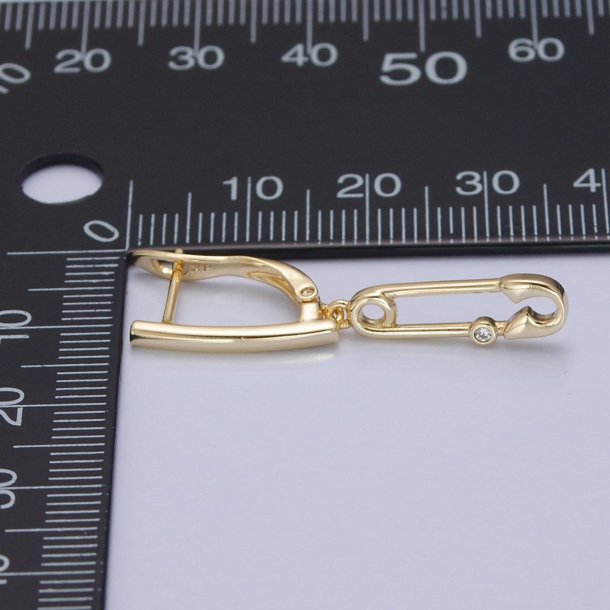 Minimalist 14K Gold Filled Paperclip Charm Drop English Lock Earrings P-378 - DLUXCA