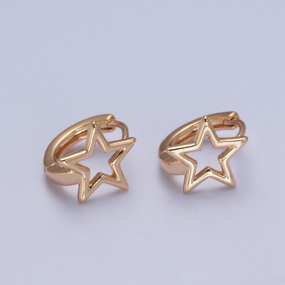 Minimalist 24K Gold Filled Celestial Star Huggie Hoops Earrings P-425 - DLUXCA