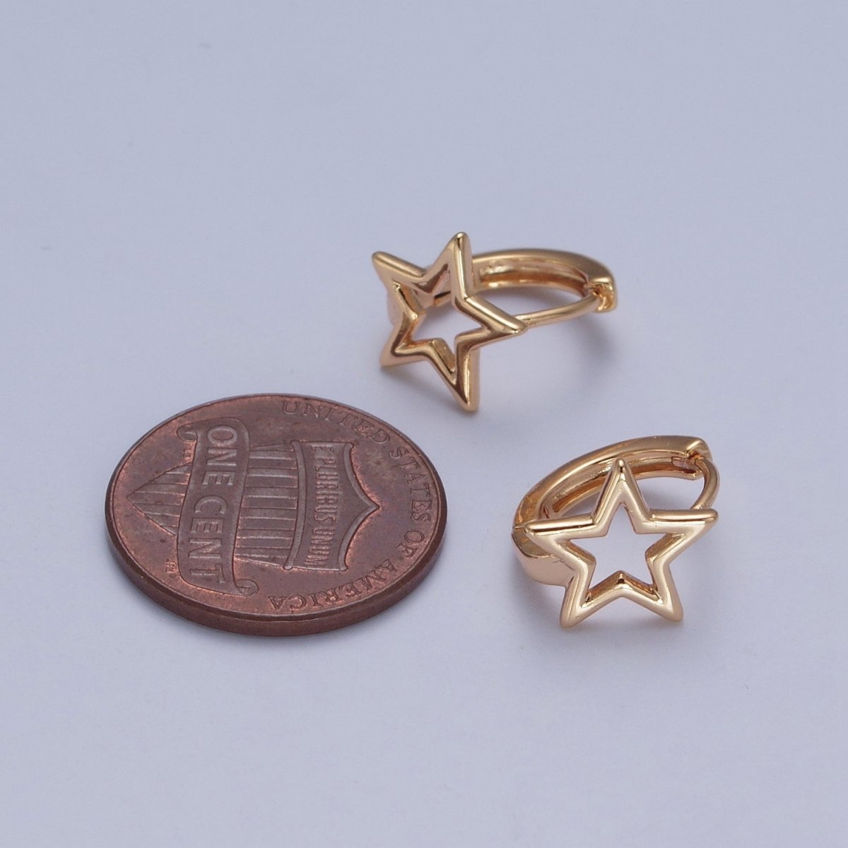 Minimalist 24K Gold Filled Celestial Star Huggie Hoops Earrings P-425 - DLUXCA