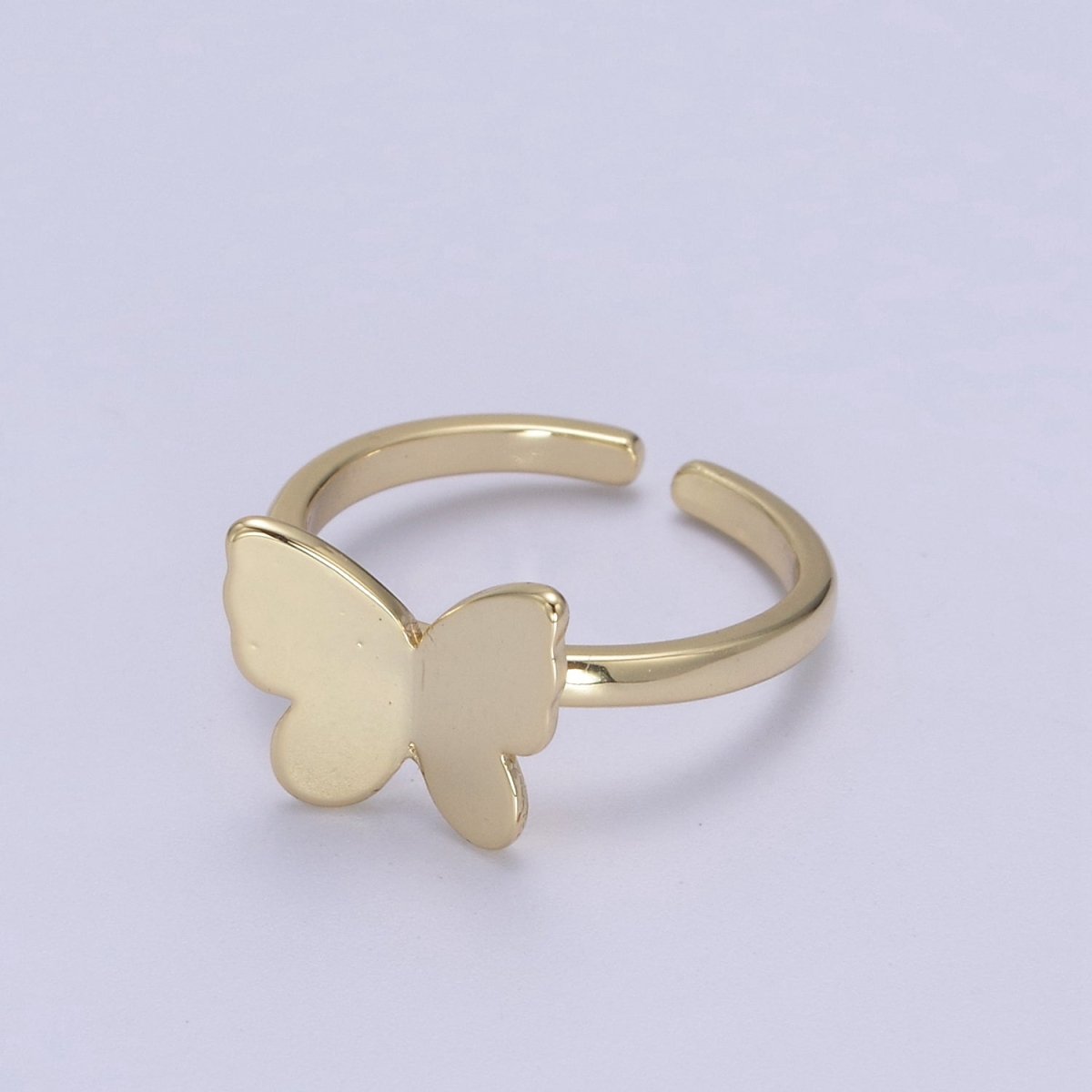 Minimalist 24K Gold Filled Mariposa Butterfly Open Adjustable Ring in Gold & Silver U-446 U-447 - DLUXCA