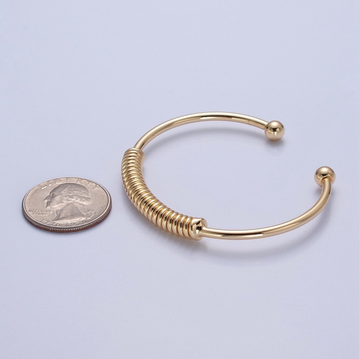 Minimalist 24K Gold Filled Spiral Bangle Bracelet in Gold & Silver | WA-984 WA-985 Clearance Pricing - DLUXCA