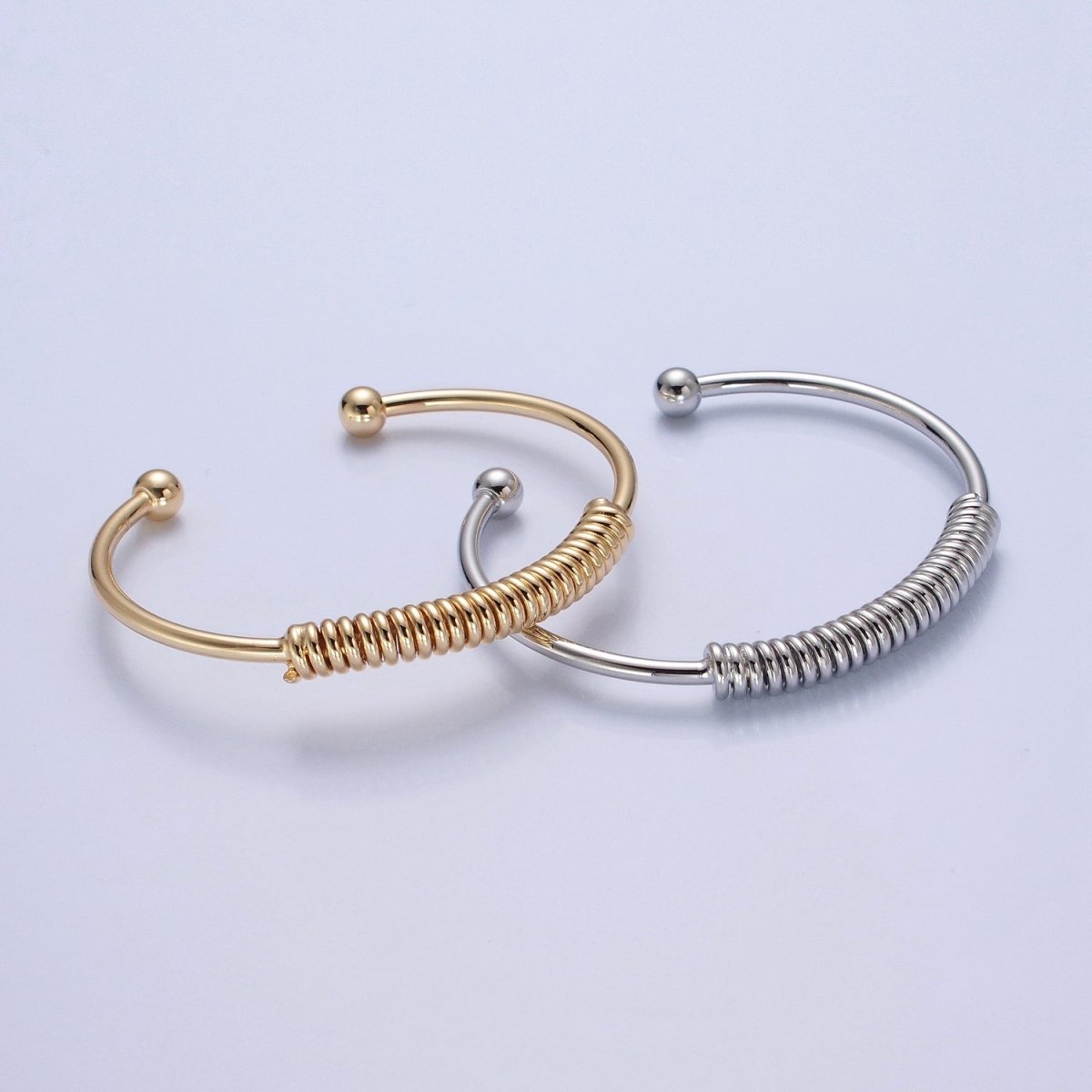 Minimalist 24K Gold Filled Spiral Bangle Bracelet in Gold & Silver | WA-984 WA-985 Clearance Pricing - DLUXCA