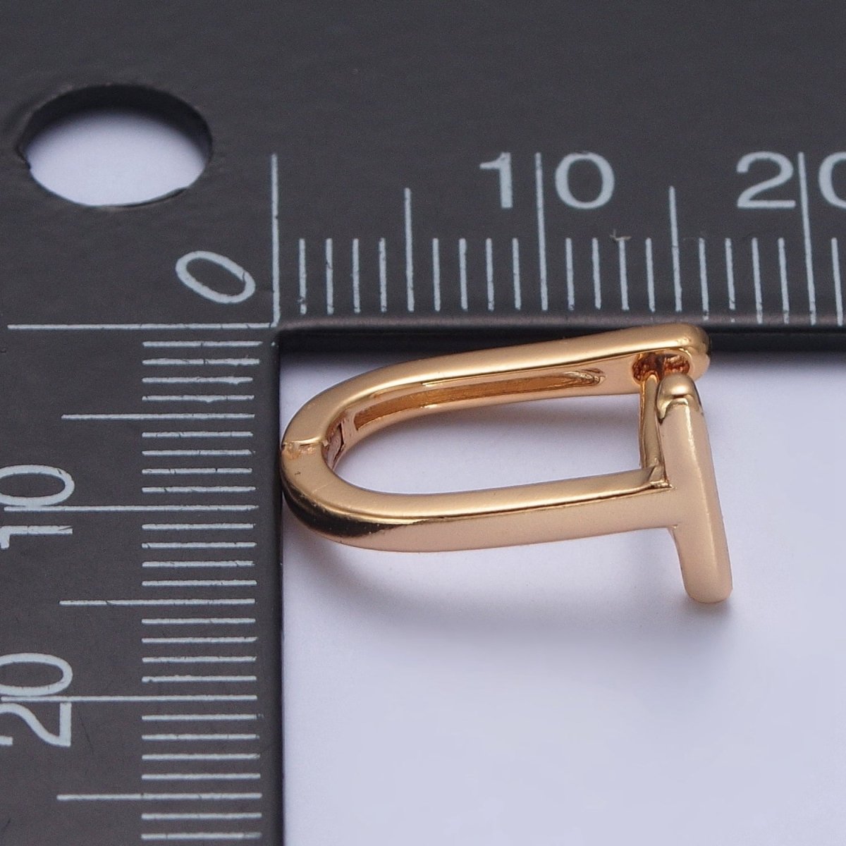 Minimalist 24K Gold Filled T Bar U Shaped Huggie Hoop Earrings P-420 - DLUXCA