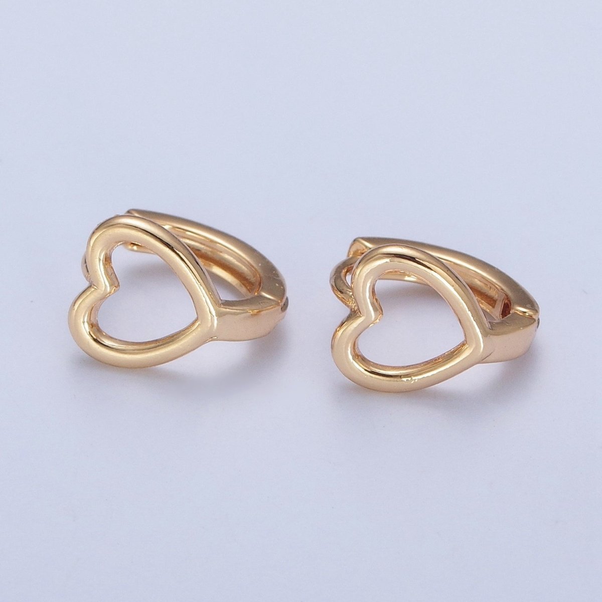 Minimalist 24K Gold Filled Valentine Love Heart Huggie Hoops Earrings P-338 - DLUXCA