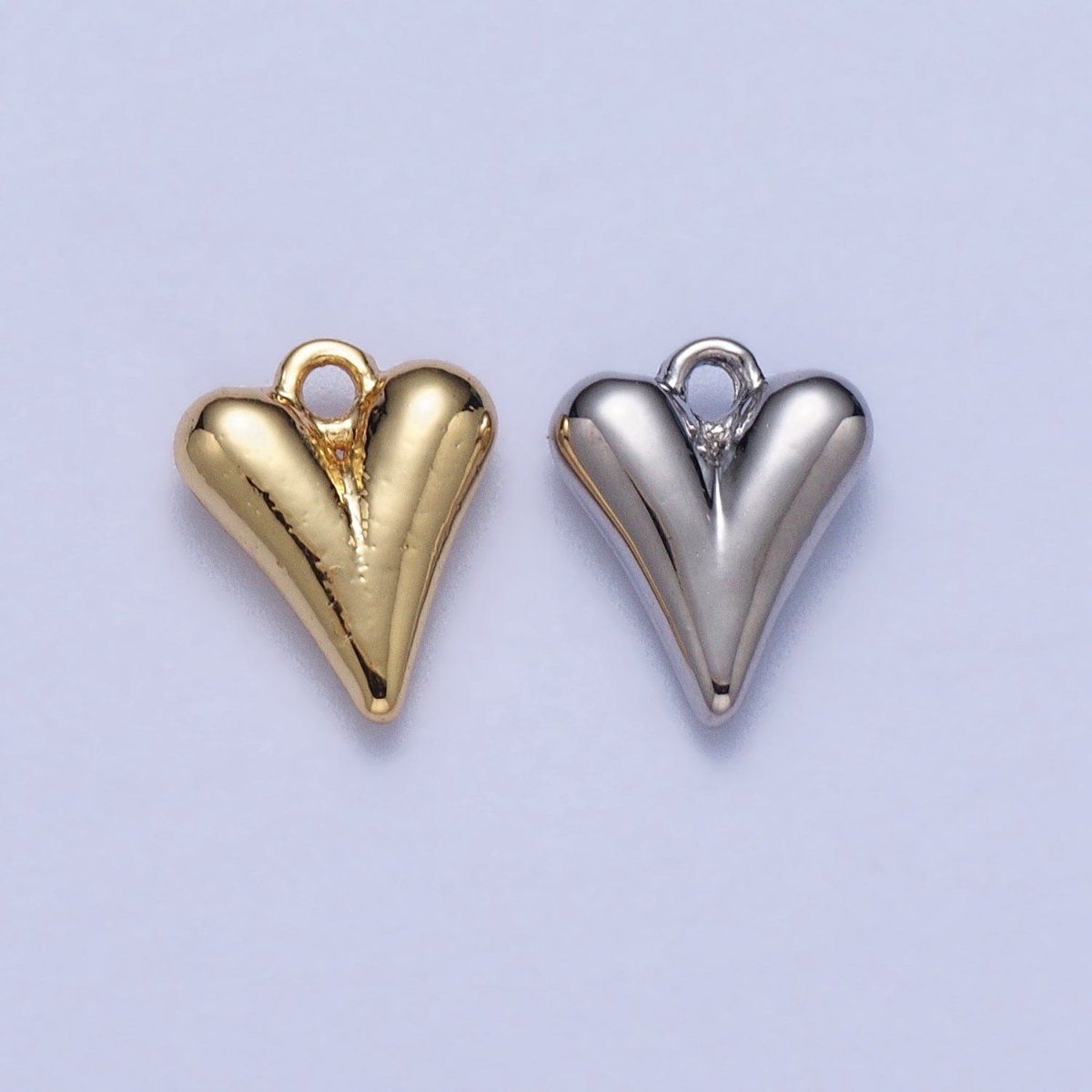 Minimalist 9.7mm Puffed Heart Love Add-On Charm In Gold & Silver | AC034 AC035 - DLUXCA
