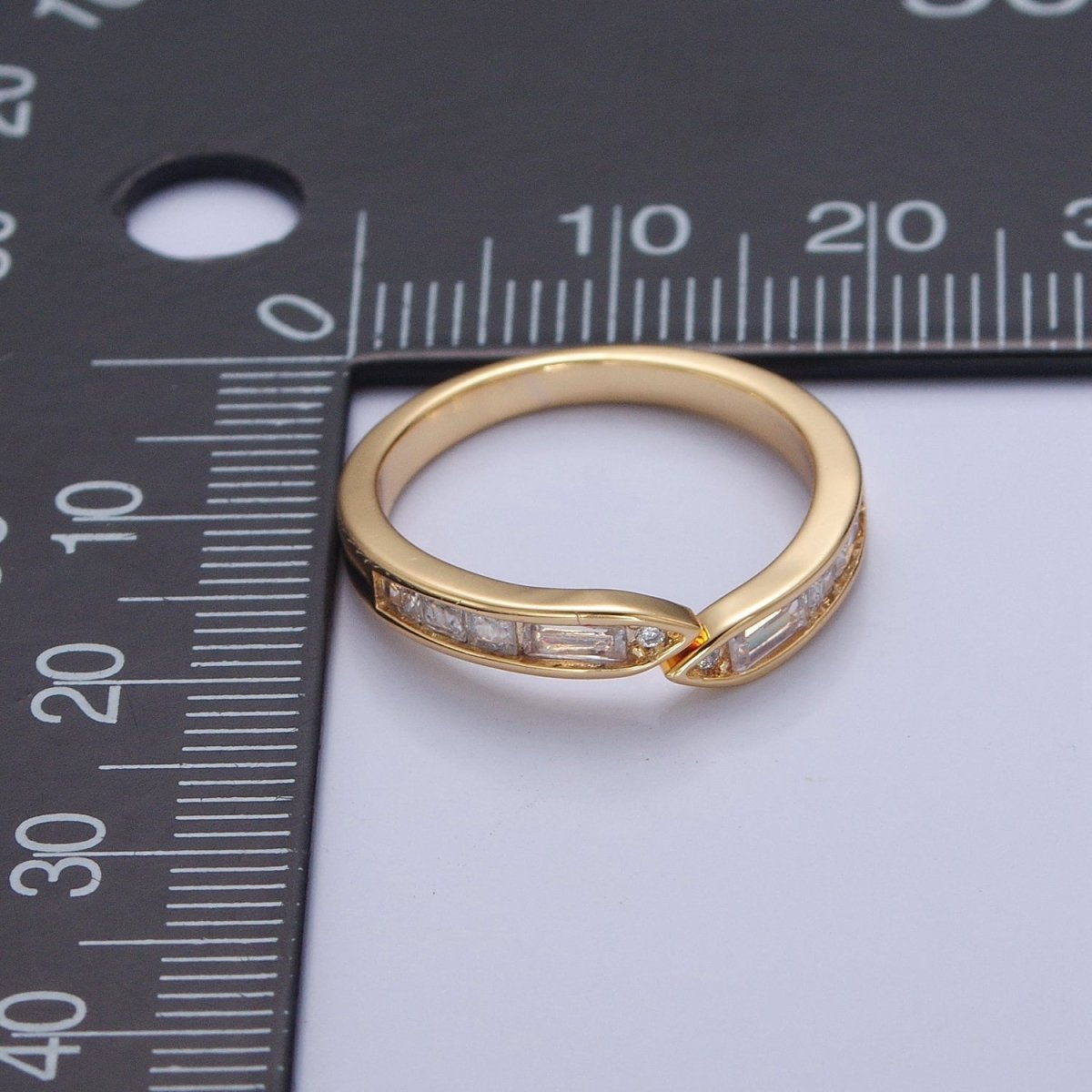 Minimalist Baguette Ring Open Adjustable Ring O-2193 - DLUXCA