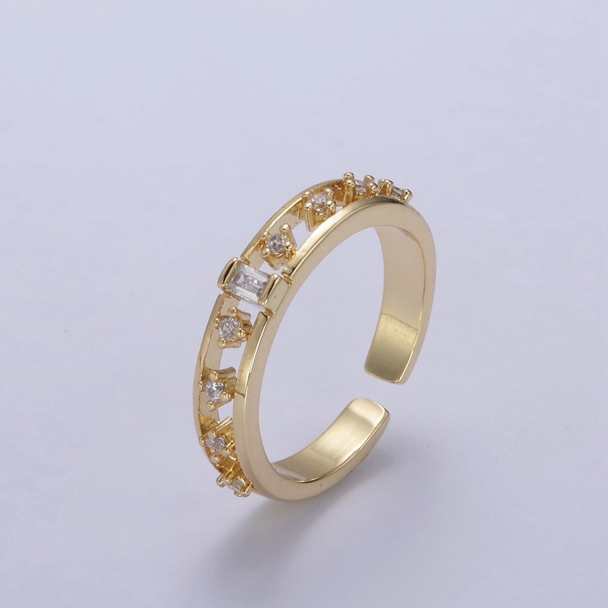 Minimalist Cz Open Adjustable Ring In 14k Gold Filled for Stackable Jewelry U-323 - DLUXCA