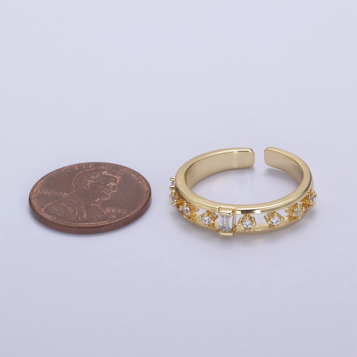 Minimalist Cz Open Adjustable Ring In 14k Gold Filled for Stackable Jewelry U-323 - DLUXCA