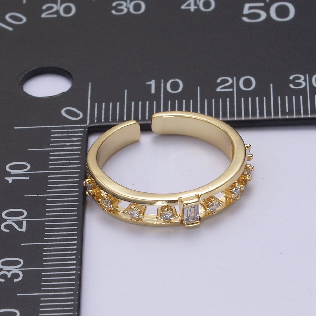 Minimalist Cz Open Adjustable Ring In 14k Gold Filled for Stackable Jewelry U-323 - DLUXCA