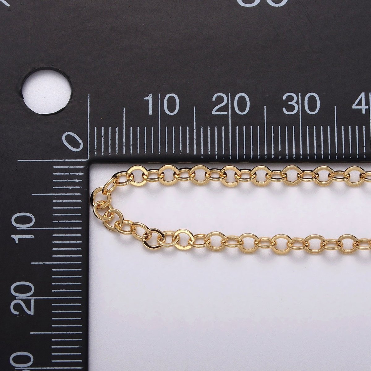 Minimalist Dainty 24K Gold Filled 3mm Round Rolo Unfinished Chain by Yard in Gold & Silver | ROLL-1046, ROLL-1087 Clearance Pricing - DLUXCA