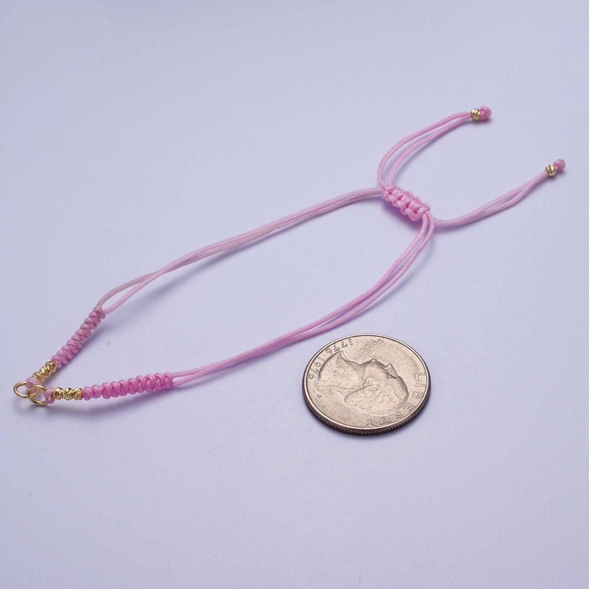 Minimalist Fabric Knot Pink/White Bracelet Making Supply Jewelry Component K-021 L-936 - DLUXCA