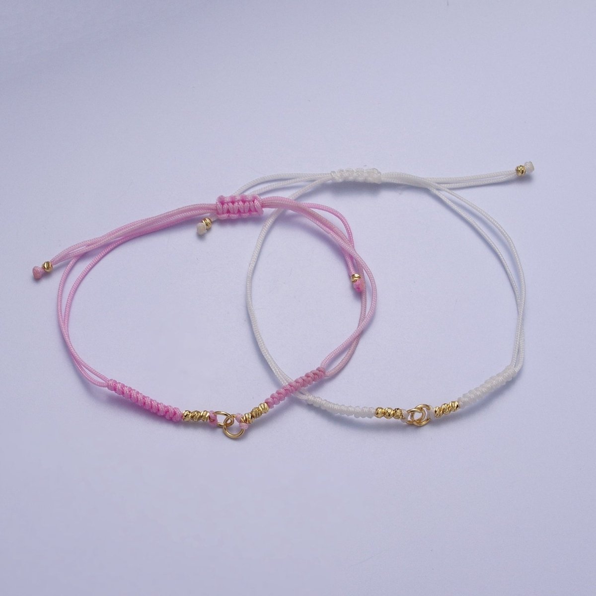 Minimalist Fabric Knot Pink/White Bracelet Making Supply Jewelry Component K-021 L-936 - DLUXCA