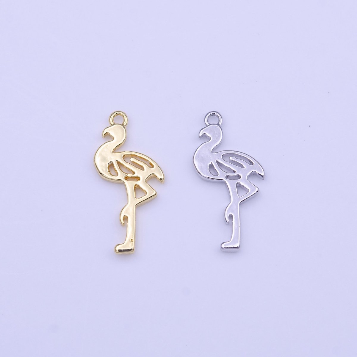 Minimalist Flamingo Bird Charm in Gold & Silver | C-505 C-516 - DLUXCA