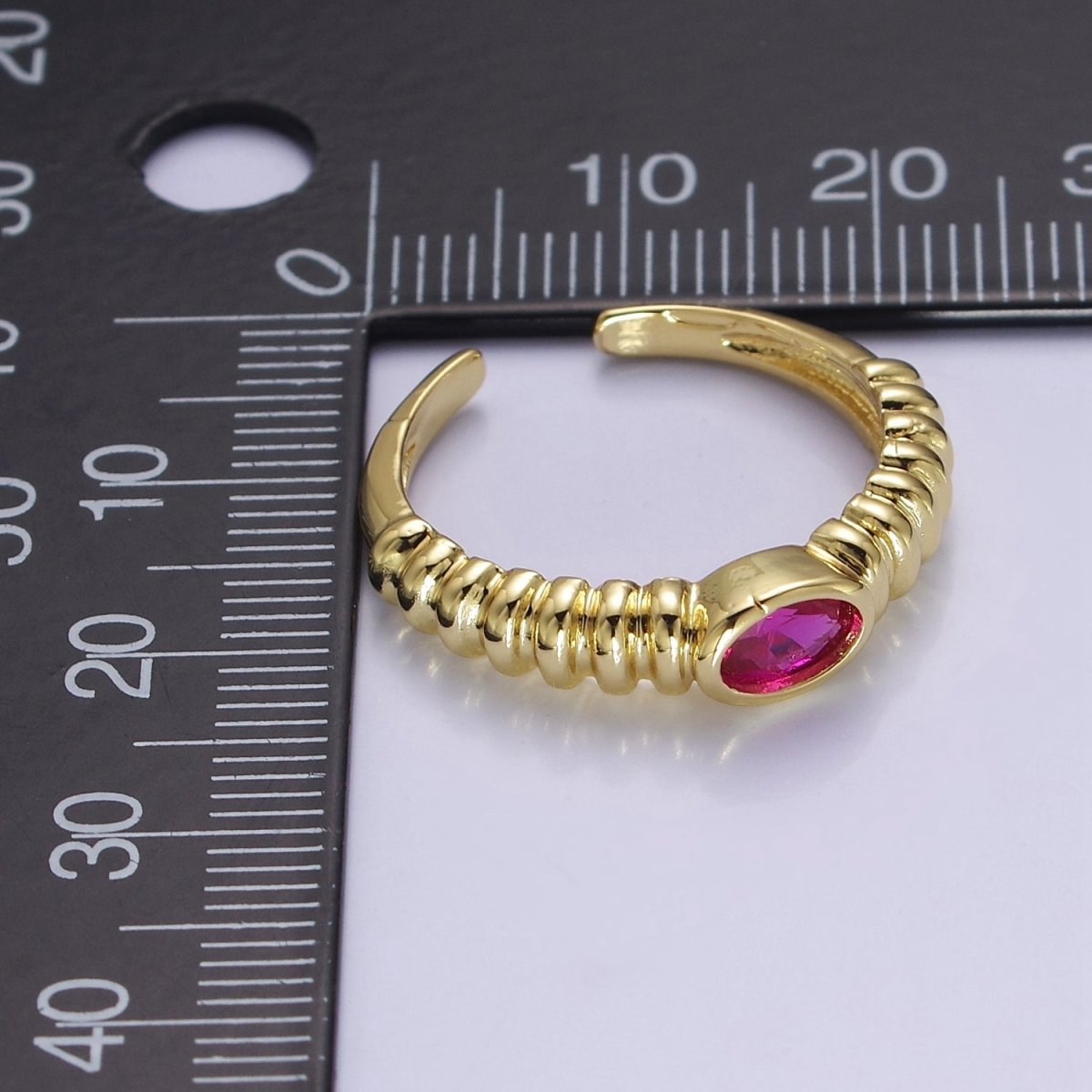 Minimalist Fuchsia Ring Open Adjustable Ring O-2188 - DLUXCA