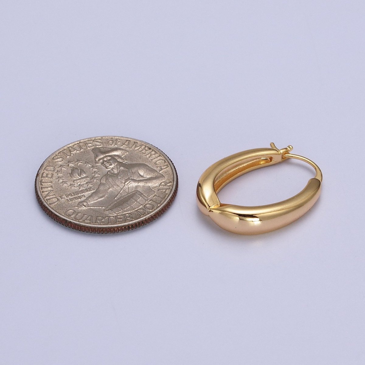 Minimalist Geometric Oblong French Lock Latch Earrings in Gold & Silver | AB079 AB080 - DLUXCA