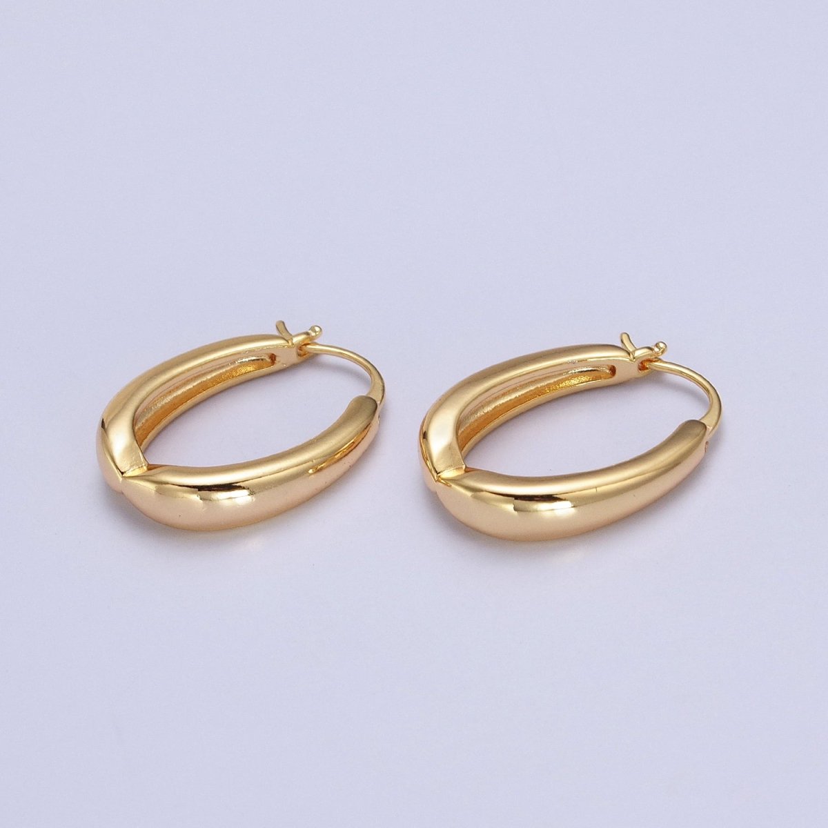 Minimalist Geometric Oblong French Lock Latch Earrings in Gold & Silver | AB079 AB080 - DLUXCA