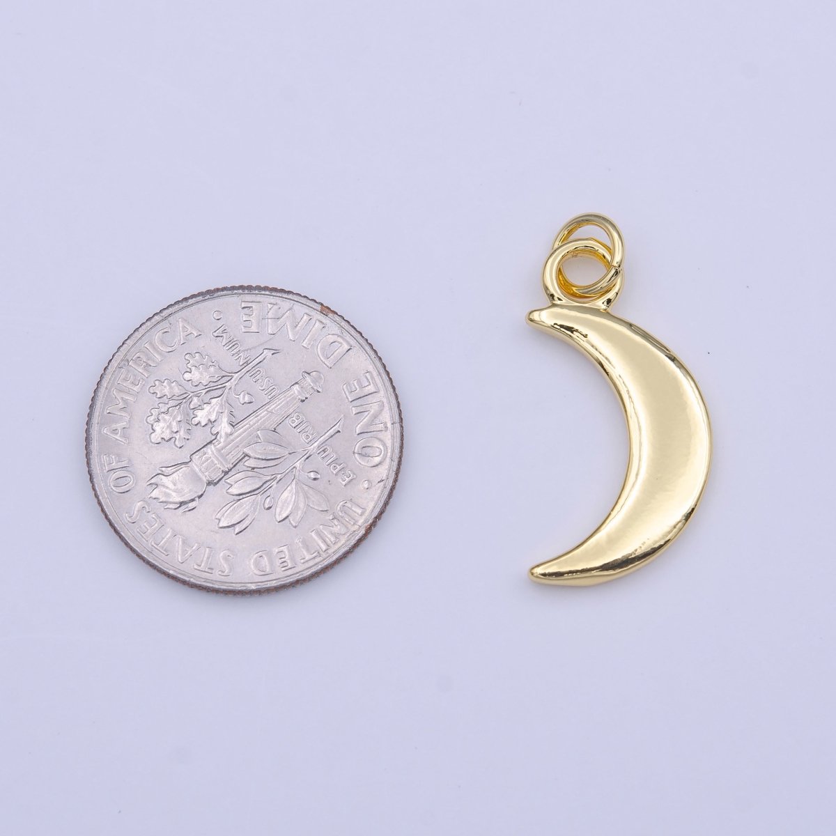 Minimalist Gold Crescent Moon Celestial 23mm Charm | C-448 - DLUXCA