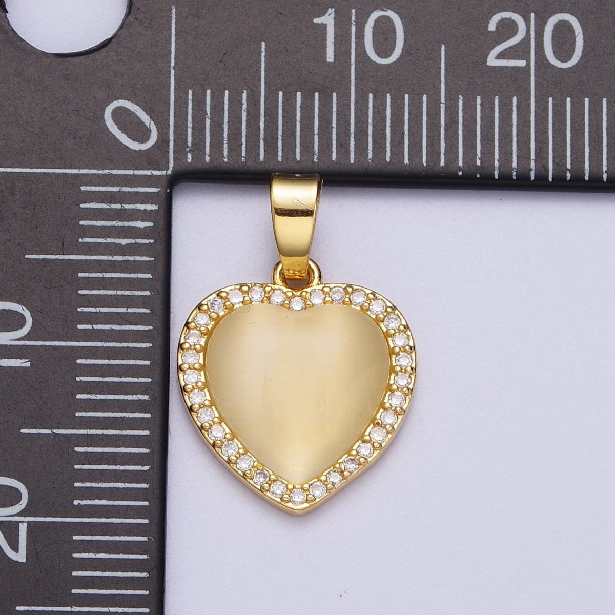 Minimalist Gold Heart Love Micro Paved Cubic Zirconia Valentine's Pendant For Jewelry Making | X-675 - DLUXCA