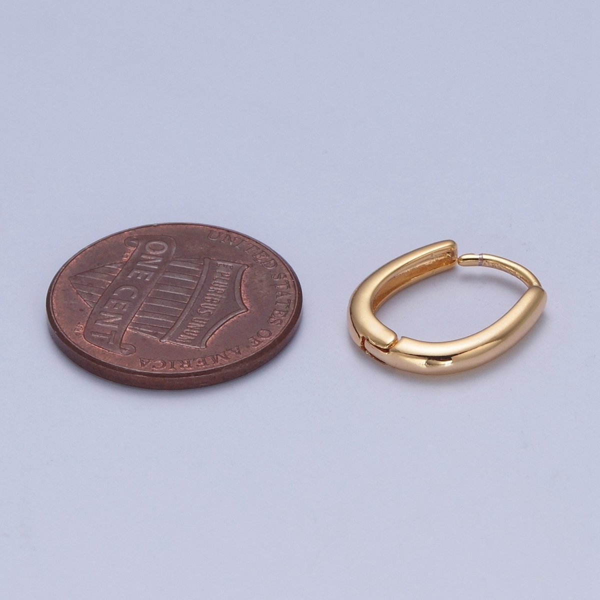 Minimalist Gold Oval U Shaped Huggie Oblong Hoops Earrings | P-304 - DLUXCA