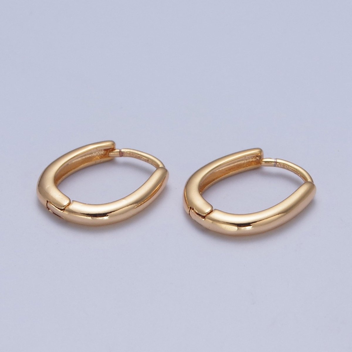 Minimalist Gold Oval U Shaped Huggie Oblong Hoops Earrings | P-304 - DLUXCA