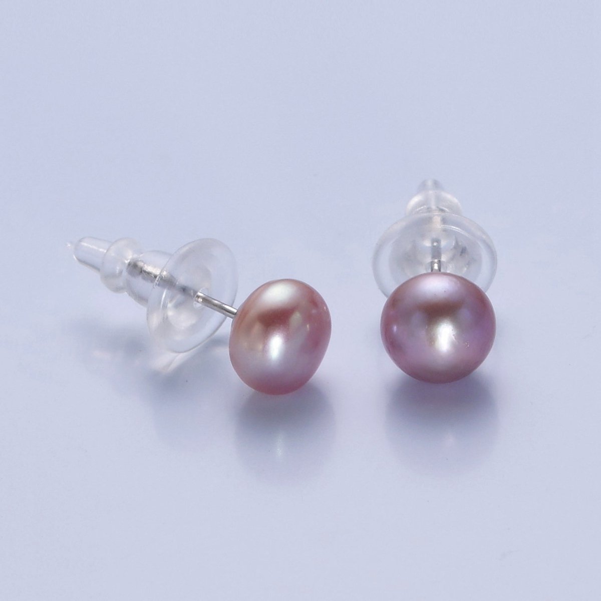 Minimalist Gold Pearl Stud Earrings | 9.4mm-10mm Round Black, White, Pink, Purple Pearl Stud | Bridal Graduation Streetwear Jewelry | T-371 ~ T-374 - DLUXCA